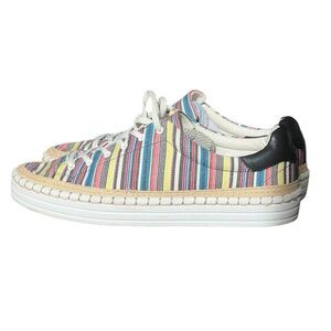 Sam Edelman 8 Kavi Rainbow Stripe Canvas Casual Low Sneakers Espadrille Trim